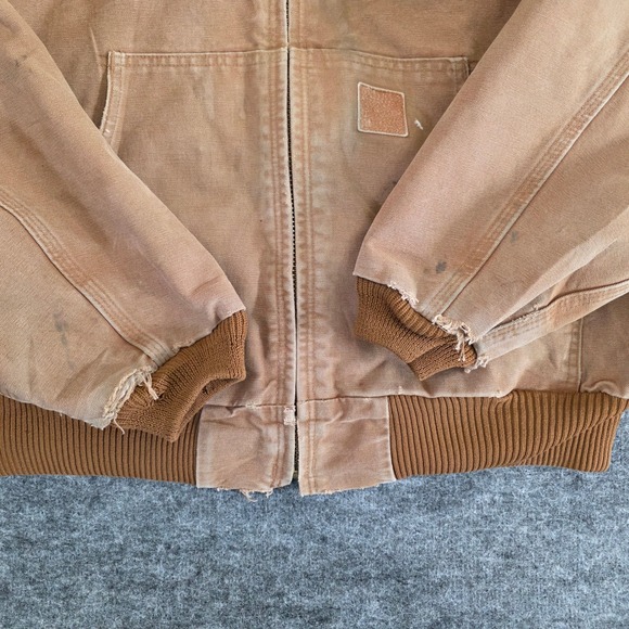 Carhartt Jacket Mens Large Brown J306 BRN Hooded Duck Canvas Distress Chore Coat - Picture 6 of 16